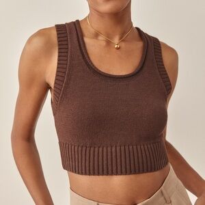 REFORMATION Norma Cotton Sweater Tank In Chestnut
